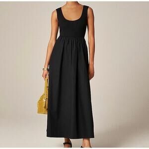 NWT J. Crew Scoopneck Mixy Maxi Dress Black CN606 Size M